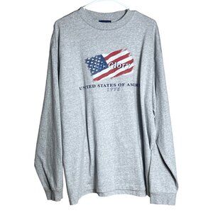 Gray Patriotic Shirt Crewneck Pullover USA Flag Relaxed Classic Basic Mens L